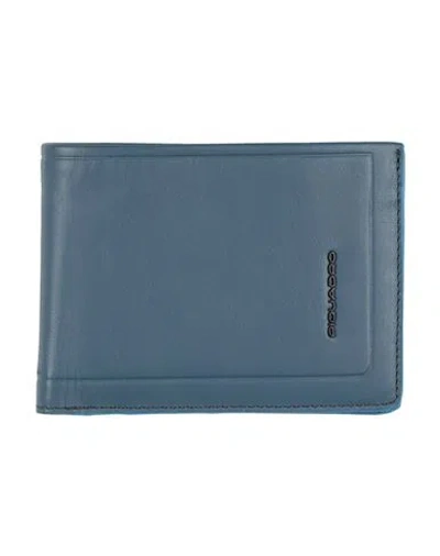 Piquadro Man Wallet Navy Size - Cow Leather In Blue