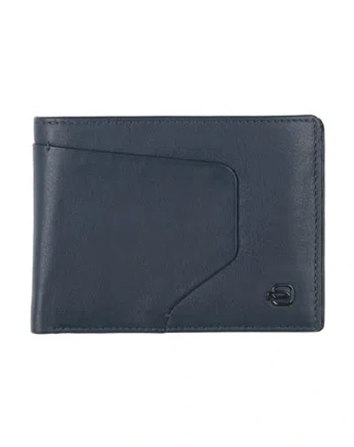 Piquadro Man Wallet Navy Size - Cow Leather In Blue