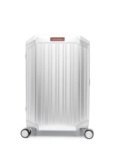 Piquadro Medium Rigid Trolley With Vertical Grooves In Gray