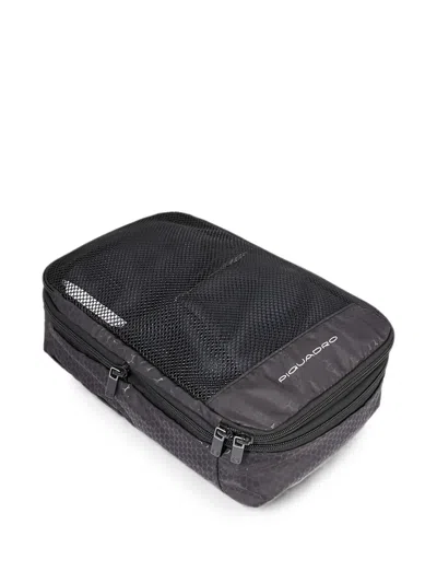 Piquadro Mesh-panelled Logo-print Packing Cube In Black