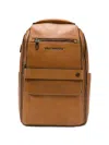 Piquadro Multi-pocket Leather Backpack In Brown