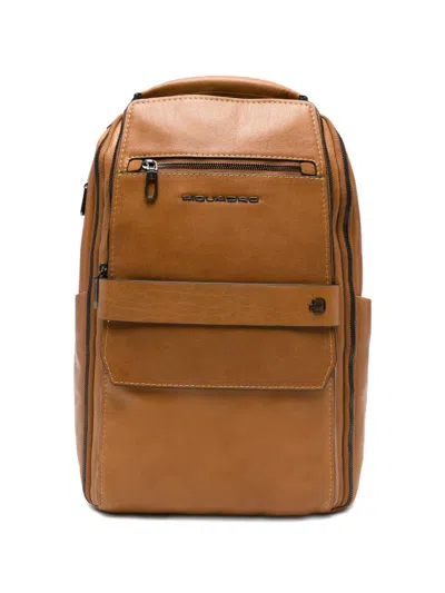 Piquadro Multi-pocket Leather Backpack In Brown