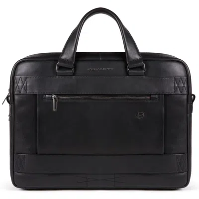 Piquadro , Obidos, Leather, Briefcase, Double Zip, Black, 40 X 29 X 8 Cm, For Men Gwlp3