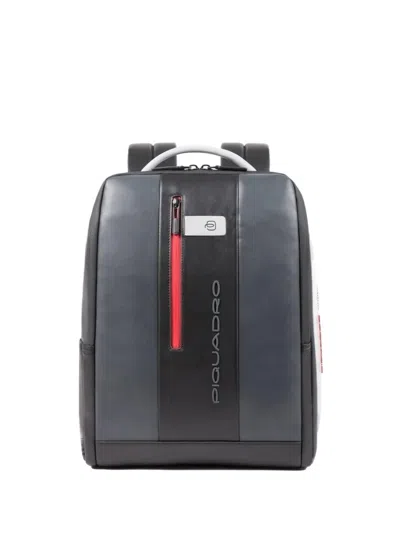 Piquadro Panelled Leather Backpack In Gray