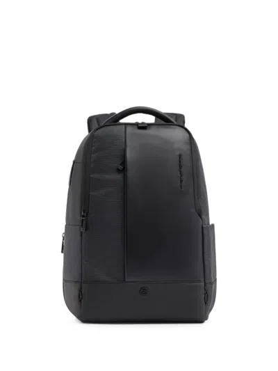 Piquadro Panelled Logo-debossed Backpack In Black