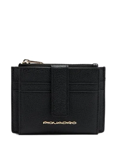 Piquadro Patricia Grained-texture Wallet In Blue