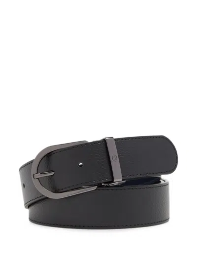 Piquadro Pebbled Belt In Black
