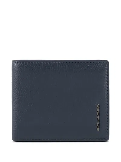 Piquadro Pebbled Texture Wallet In Blue