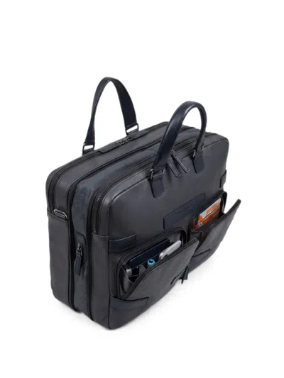 Piquadro Pegasus Leather Laptop Bag In Blue