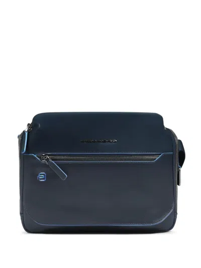 Piquadro Personalizable Leather Crossbody Bag In Blue