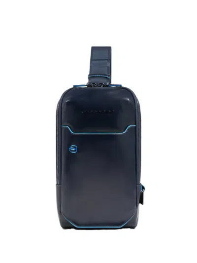 Piquadro Personalizable Leather Sling Bag In Blue
