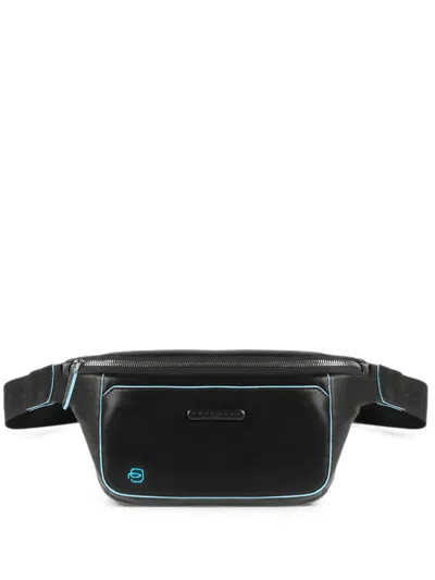 Piquadro Piping-detail Leather Belt Bag In Black