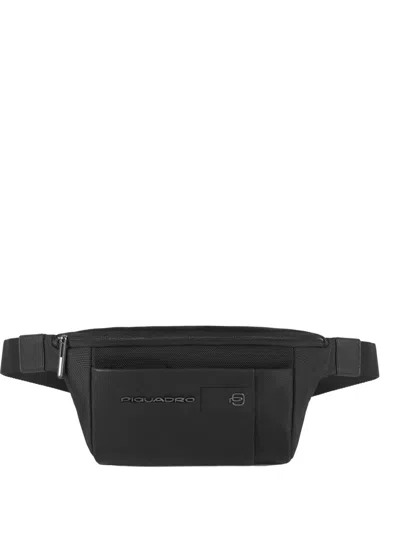 Piquadro Pockets Leather Belt Bag In Black