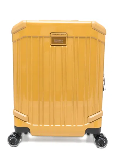 Piquadro Pop Ribbed Suitcase In Yellow
