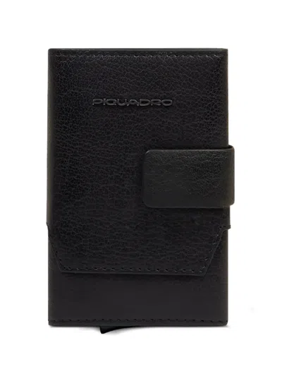 Piquadro Pop-up Leather Cardholder In Black