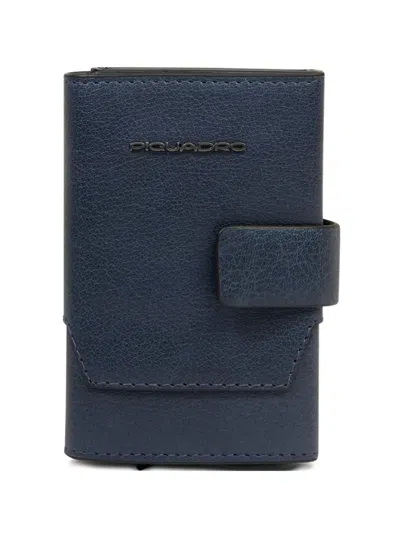 Piquadro Pop-up Leather Cardholder In Blue