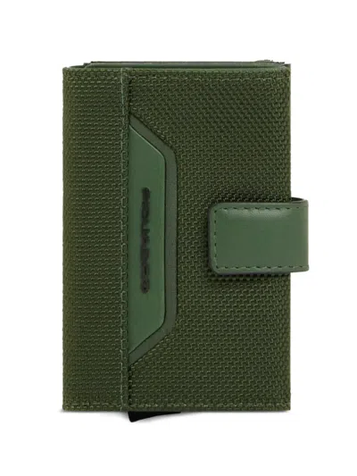 Piquadro Pop-up Leather-trim Cardholder In Green