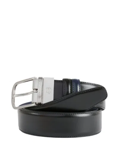 Piquadro Prong-buckle Leather Belt In Black
