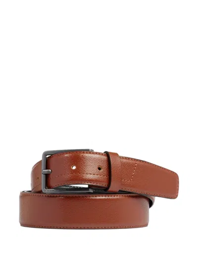 Piquadro Prong-buckle Leather Belt In Gold