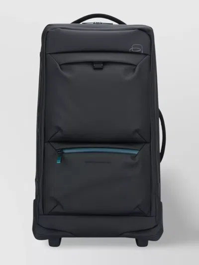 Piquadro Recycled Fabric 2-wheel Trolley Bag In Black