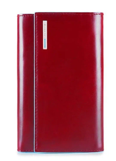 Piquadro Red Large Wallet With Credit Card Holder