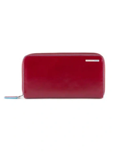 Piquadro Red Leather Wallet In Gold