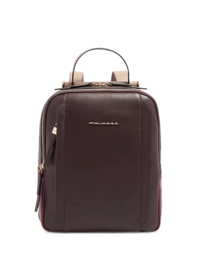 Piquadro Rfid Ipad® 11" Leather Backpack In Animal Print