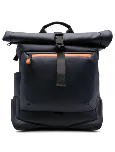 Piquadro Roll-top Backpack In Black