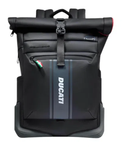 Piquadro Roll-top Backpack In Black