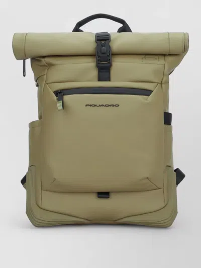 Piquadro Roll Top Backpack Front And Side Pockets In Green