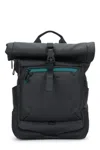 Piquadro Roll Top Backpack With Minimalist Design And Functional Closure In Black