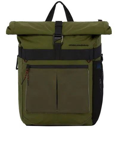 Piquadro Roll-top Bike Computer Backpack Bags In Green