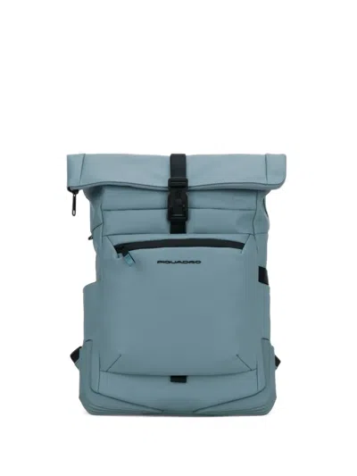 Piquadro Roll-top Buckle-fastening Backpack In Blue