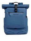 Piquadro Roll Top Backpack Front Pocket Handle In Blue