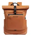Piquadro Roll Top Fabric Backpack Adjustable Straps In Yellow