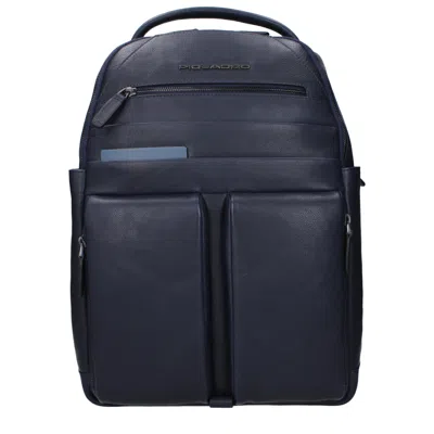 Piquadro Men's Backpacks And Pouches Blue Leather In Black