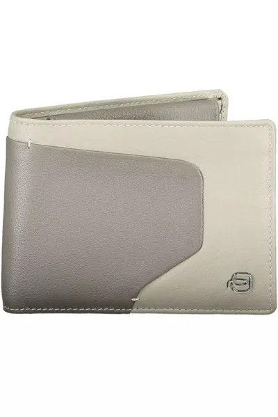 Piquadro Sleek Bi-fold Leather Wallet With Rfid Block In Gray