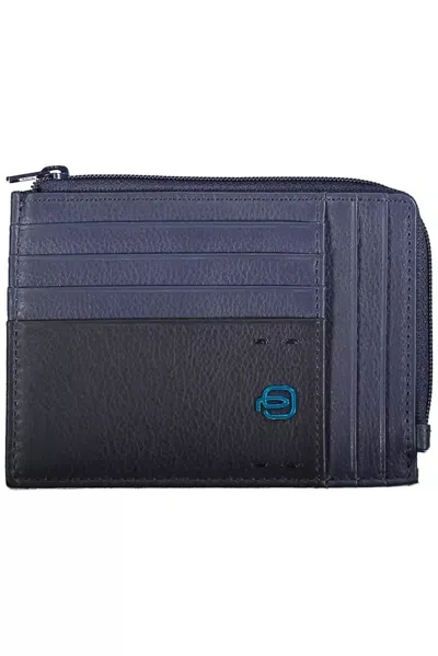 Piquadro Sleek Blue Leather Card Holder With Rfid Block