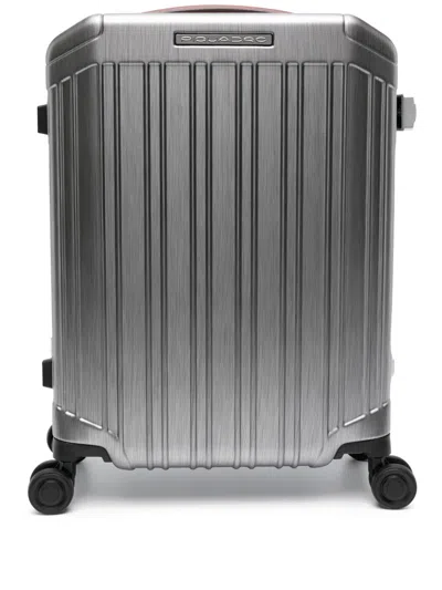 Piquadro Logo-lettering Zip-up Luggage In Grey