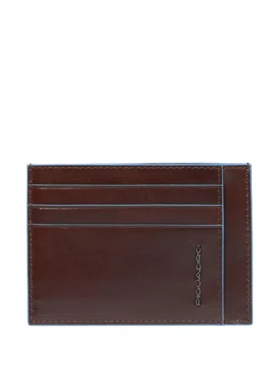 Piquadro Slim Leather Cardholder In Pattern