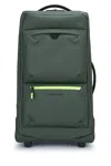 Piquadro Streamlined Green Trolley With Front Zip Pocket