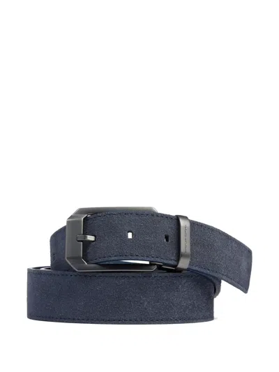 Piquadro Suede Prong-buckle Belt In Gray