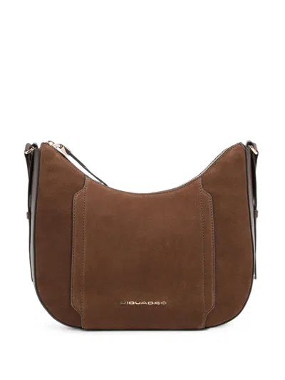 Piquadro Suede-panel Leather Mini Ipad® Shoulder Bag In Brown