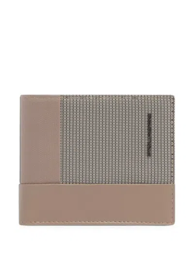 Piquadro Sync Logo-plaque Bi-fold Wallet In Neutral