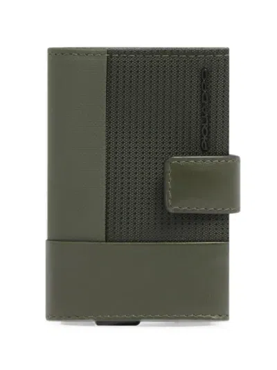 Piquadro Sync Panelled Press-stud Cardholder In Green