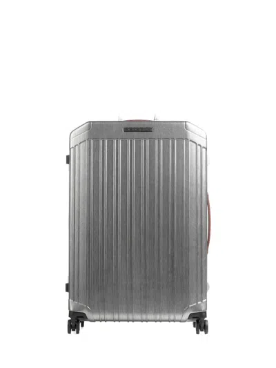 Piquadro Textured Wheeled Luggage In Silver