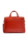 Piquadro Top-handle Leather Laptop Bag In Orange