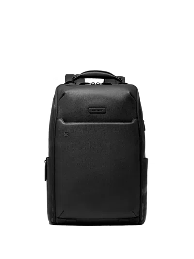 Piquadro Travel Fingerprint-lock Backpack In Black
