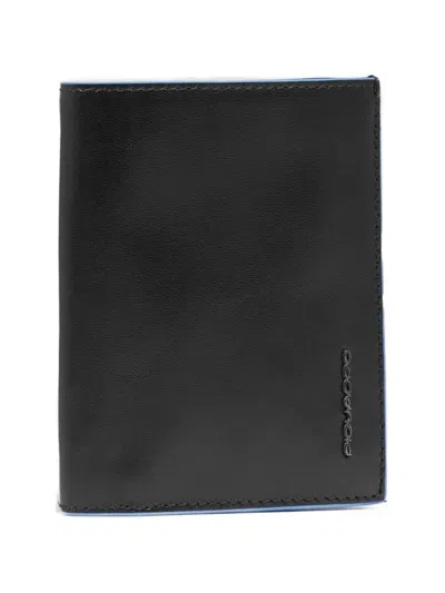 Piquadro Trifold Leather Wallet In Black