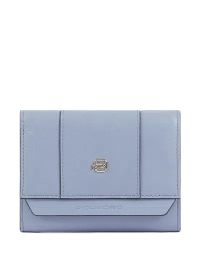 Piquadro Trifold Leather Wallet In Blue